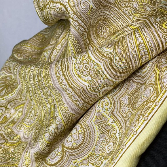 VTG Liberty Of London Silk Scarf Yellow Paisley - Picture 5 of 7
